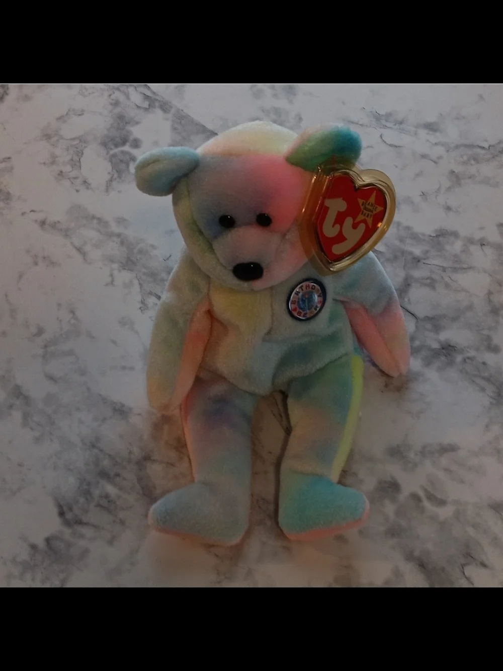 Ty Beanie Baby B.B. Birthday Bear 1999 Retired – Mint Tag + Protector